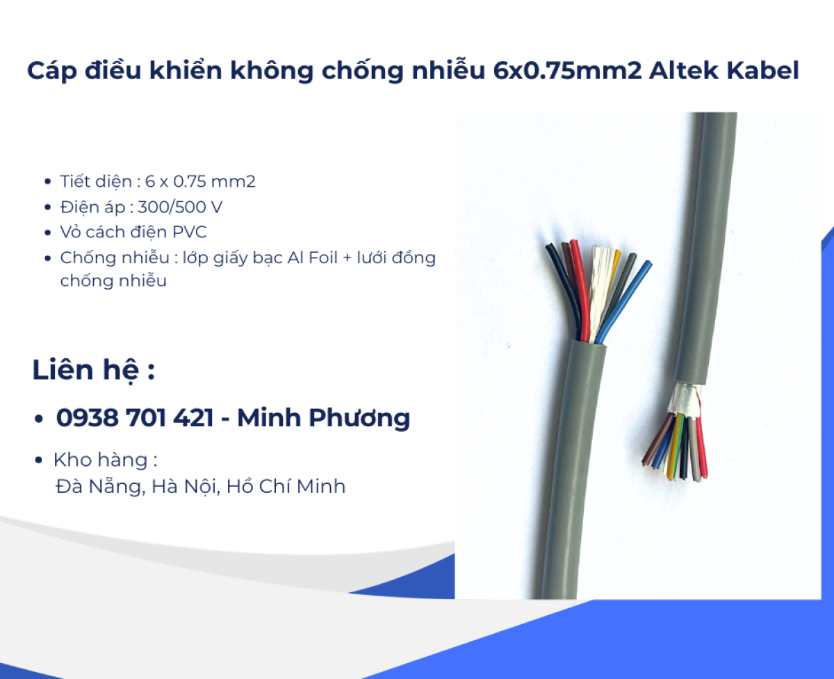 Cáp điều khiển không chống nhiễu Altek Kabel 6x0.75mm2 Đà Nẵng, Hà Nội, Hồ Chí Minh