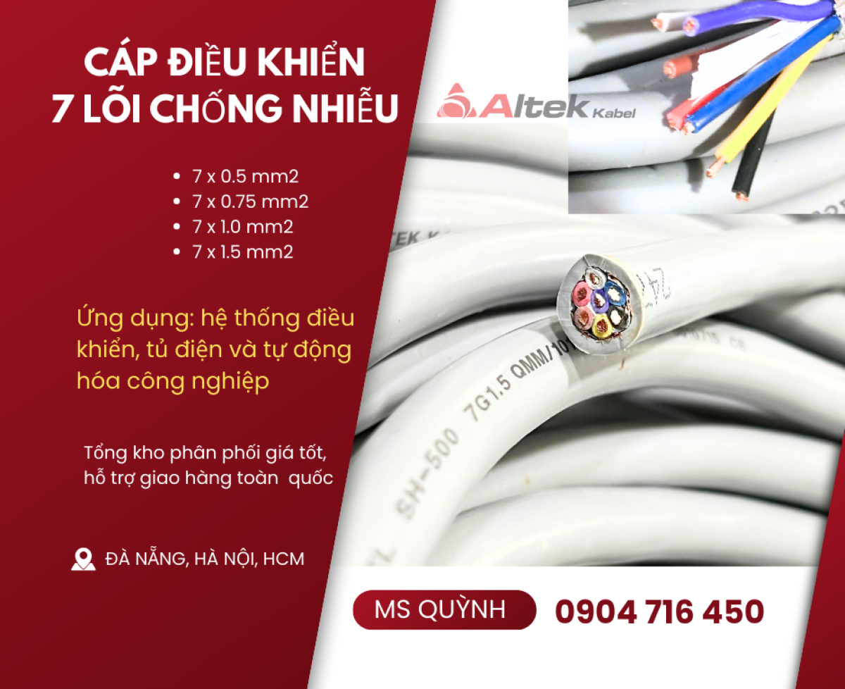 Cáp DVV 7x0.5, 7x0.75, 7x1.0, 7x1.5 Đà Nẵng, Hà Nội, Huế