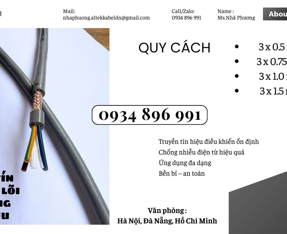 Cáp Điều Khiển 3x1.5 Chống Nhiễu Giá Tốt Tại Đà Nẵng – Huế – Quảng Trị