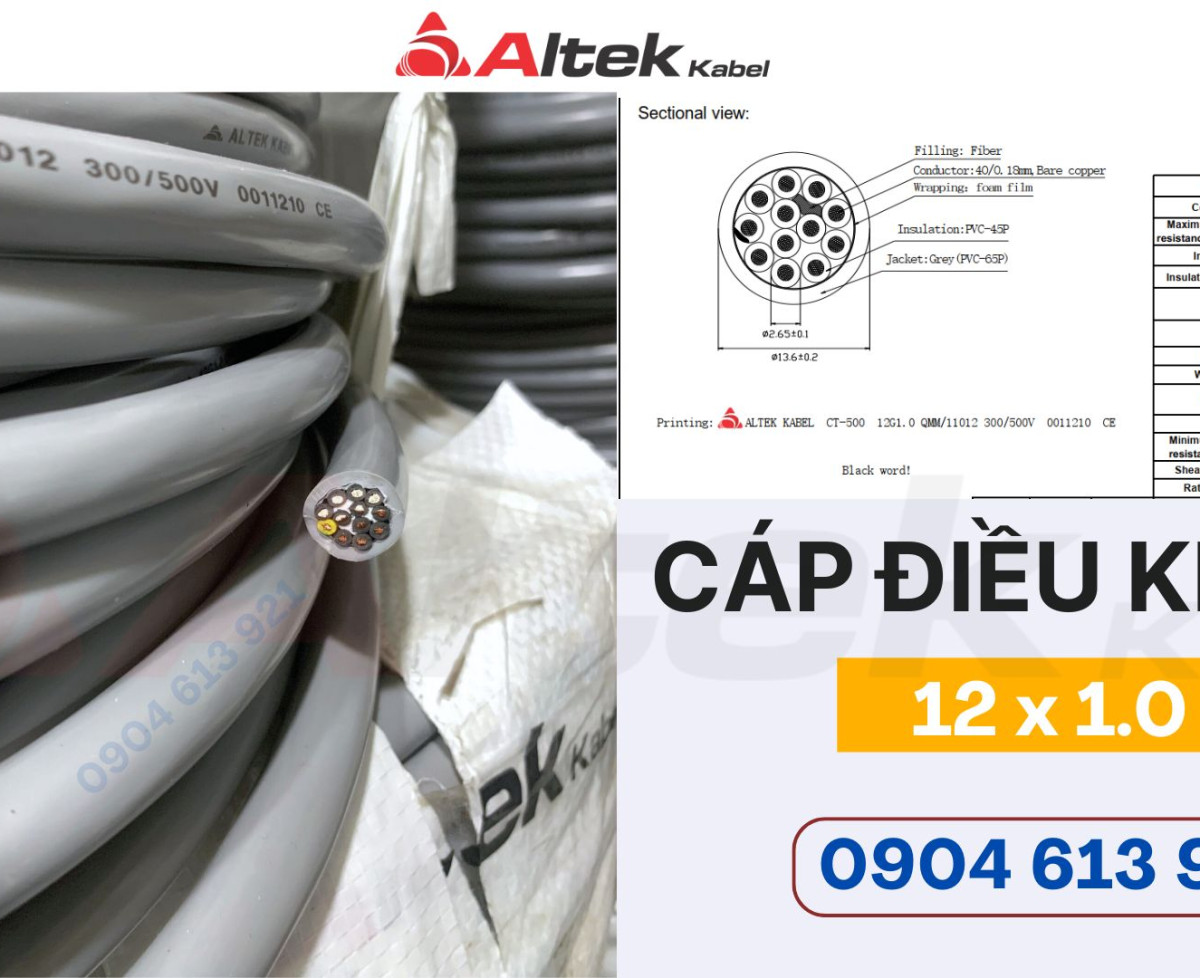 Cáp điều khiển 12x0.5/12x0.75/12x1.0/12x1.5 Altek Kabel - phân phối toàn quốc