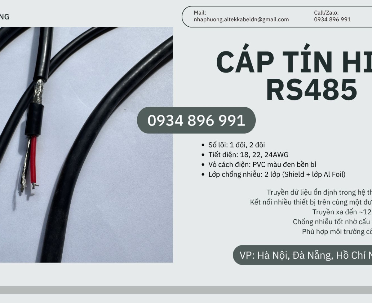 Cáp RS485 Chống Nhiễu 1 Pair 24AWG – Giao Ngay TP.HCM, Bình Dương, Đồng Nai