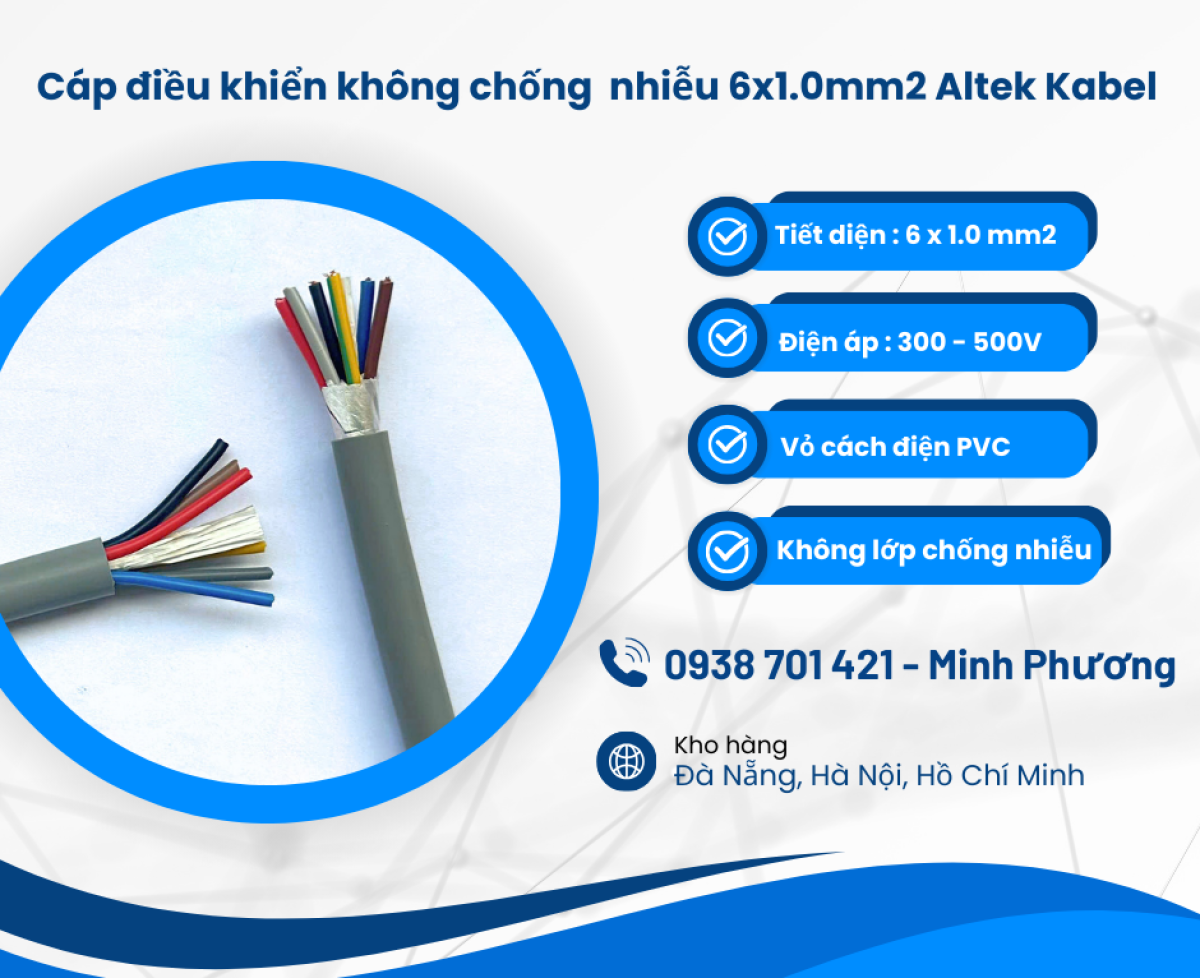 Cáp tín hiệu Altek Kabel không chống nhiễu 6x1.0mm2 Đà Nẵng, Bình Định, Gia Lai