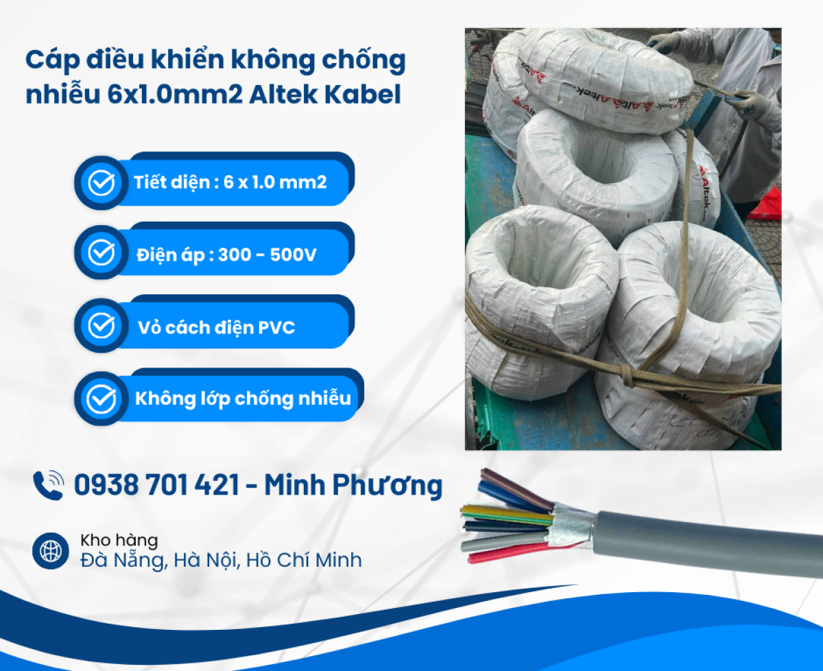 Cáp tín hiệu Altek Kabel không chống nhiễu 6x1.0mm2 Đà Nẵng, Bình Định, Gia Lai