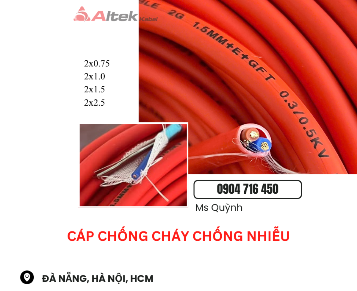 Cáp chống cháy CV/FR Altek Kabel Đà Nẵng, Hà Nội, Sài Gòn, An Giang, Long An, Hạ Long, Quảng Ninh