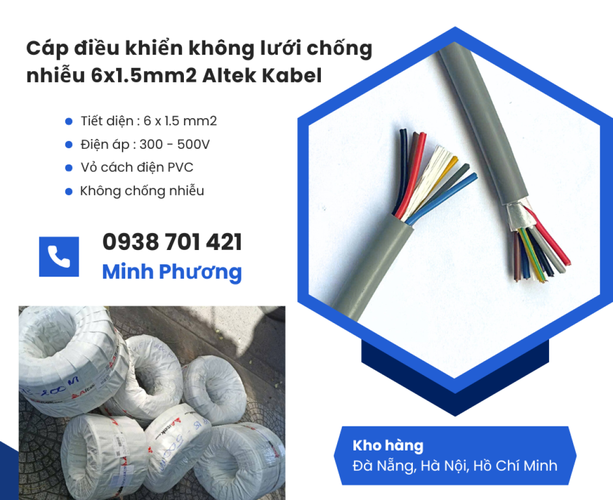 Cáp điều khiển không lưới chống nhiễu 6x1.5 Altek Kabel phân phối toàn quốc – Đà Nẵng