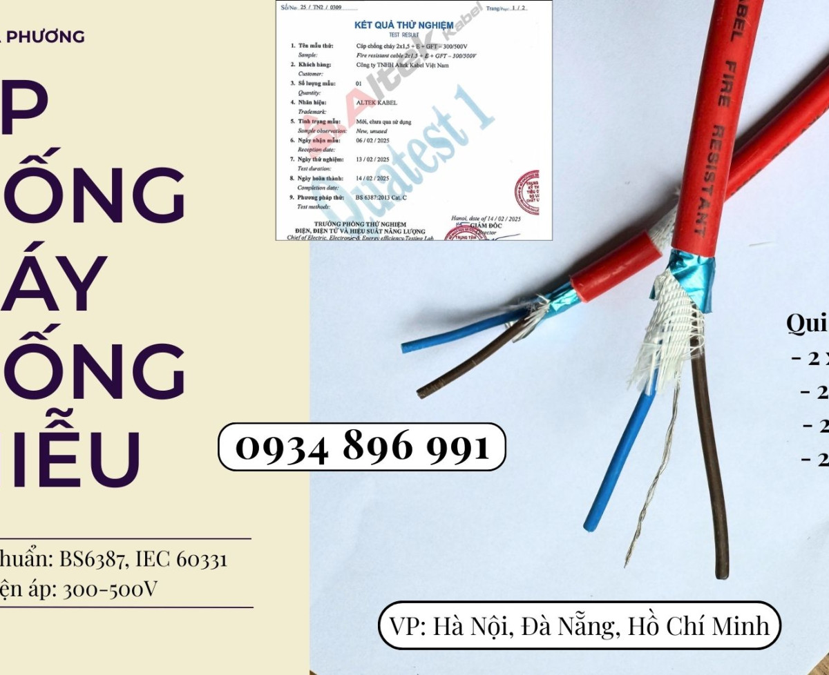 Dây Điện Chống Cháy Chống Nhiễu 2x2.5 Đạt Chuẩn BS 6387 – IEC 60331 | Có Hàng Sơn La – Hòa Bình – Yên Bái