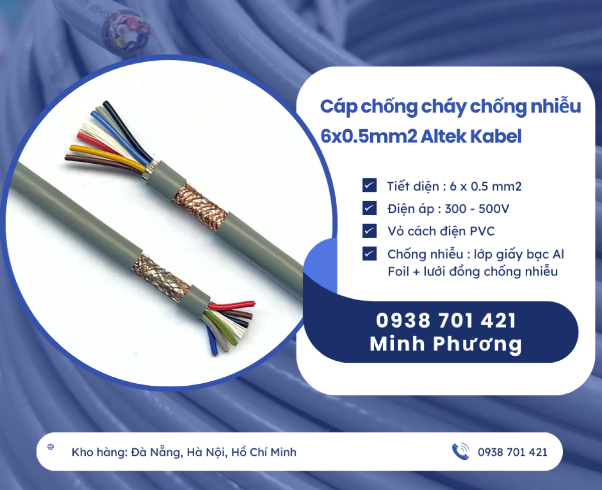 Cáp điều khiển chống nhiễu 6 lõi 0.5mm2 Altek Kabel sẵn kho, hỗ trợ giao toàn quốc