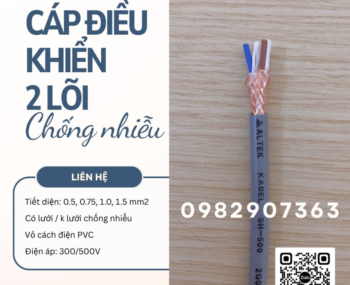 Cáp điều khiển đồng mềm 2 lõi vỏ xám Altek Kabel