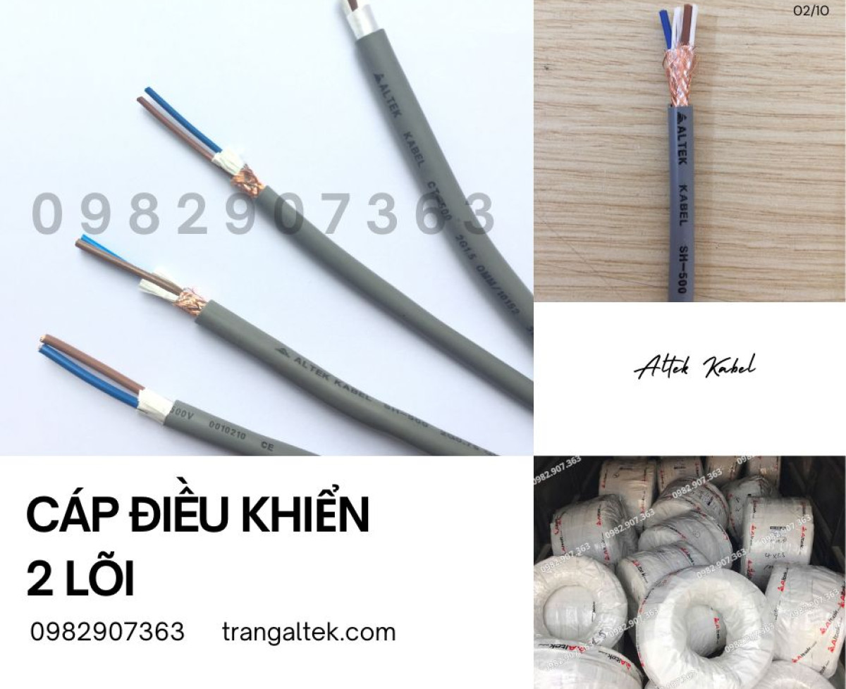 Cáp điều khiển đồng mềm 2 lõi vỏ xám Altek Kabel