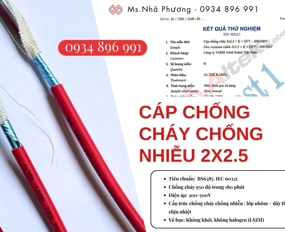 Dây điện chống cháy chống nhiễu 2x0.75mm² đạt chuẩn BS6387 – IEC60331 | Có hàng Sơn La – Hòa Bình – Yên Bái