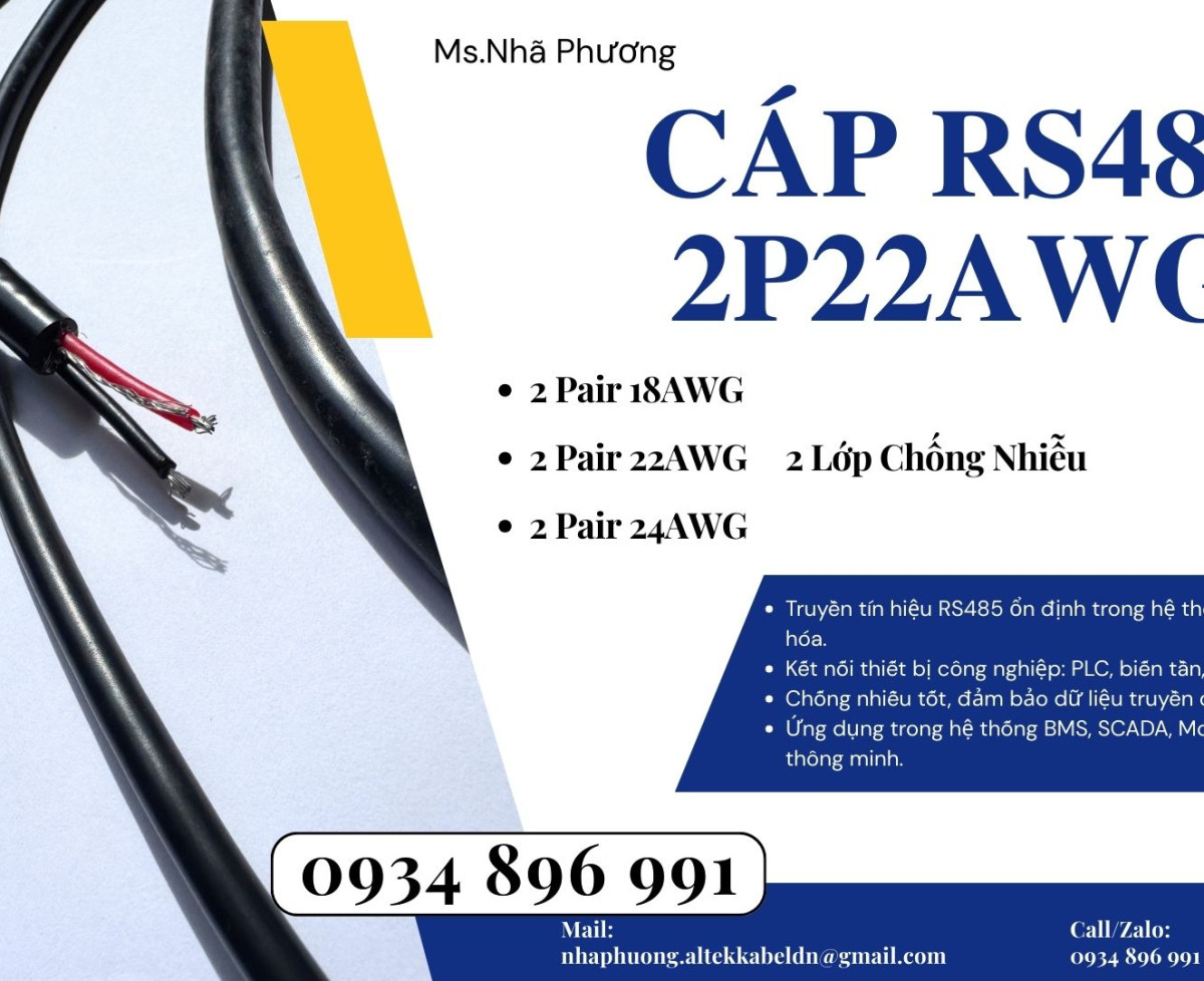 Cáp Tín Hiệu RS485 2 Pair 24AWG Sẵn Hàng TP.HCM – Hà Nội | Cáp Truyền Thông Chống Nhiễu