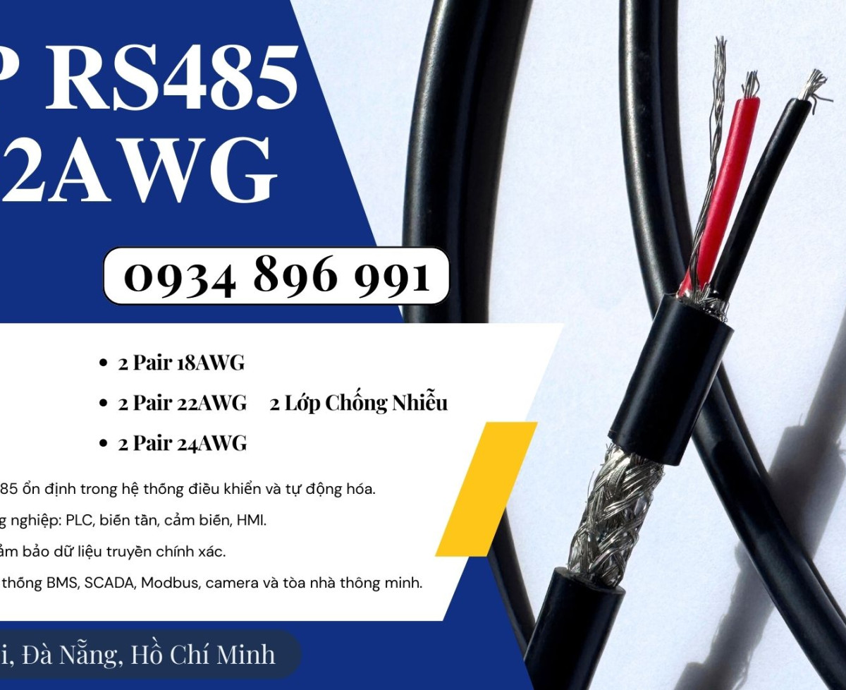 Cáp Tín Hiệu RS485 2 Pair 24AWG Sẵn Hàng TP.HCM – Hà Nội | Cáp Truyền Thông Chống Nhiễu