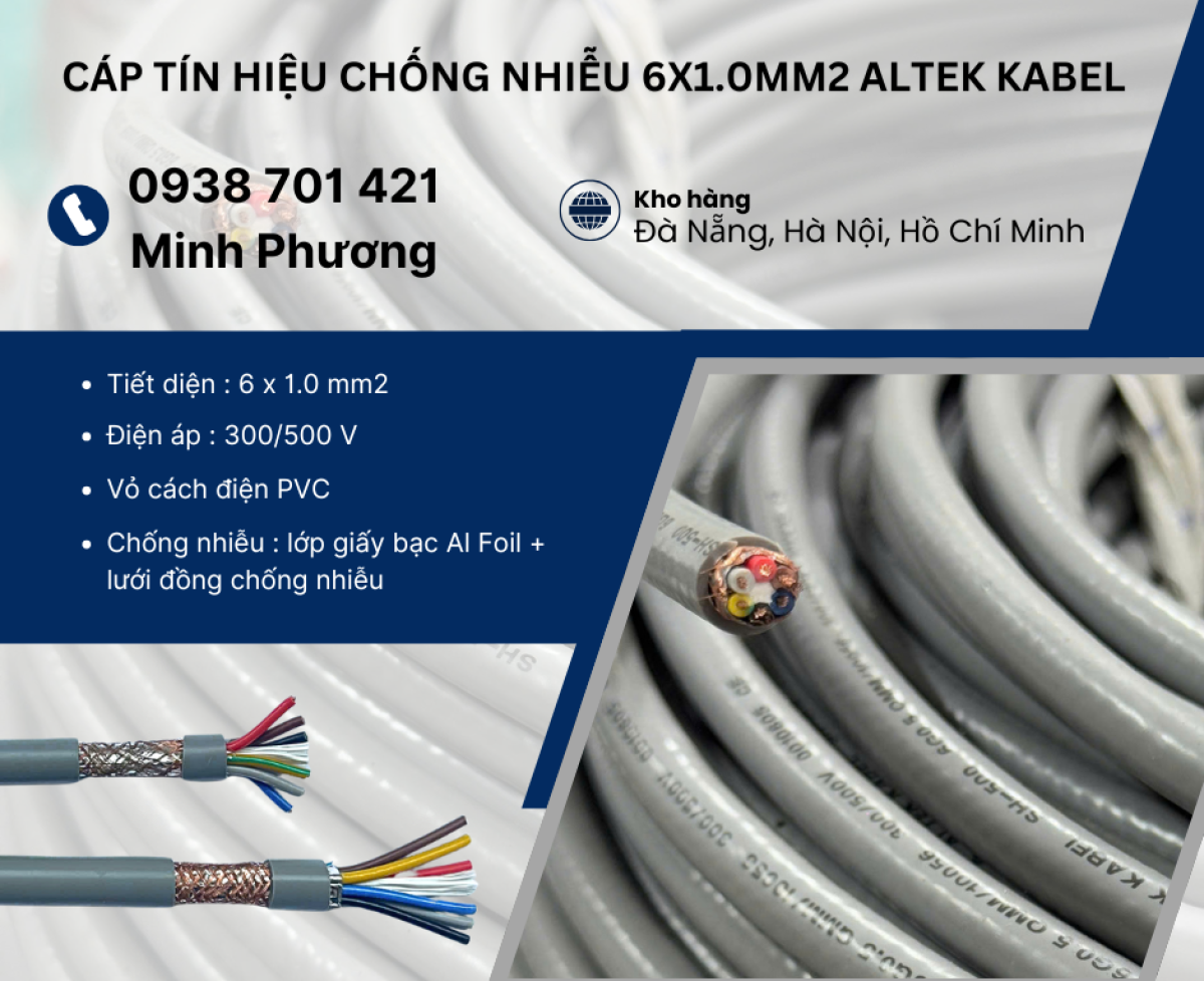 Cáp tín hiệu chống nhiễu 6x1.0mm2 Altek Kabel Đà Nẵng, Hà Tĩnh, Quảng Bình