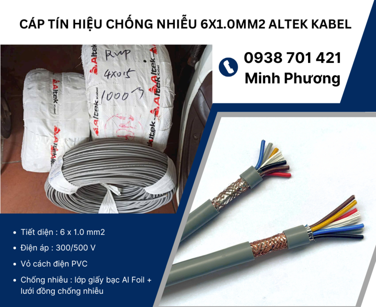 Cáp tín hiệu chống nhiễu 6x1.0mm2 Altek Kabel Đà Nẵng, Hà Tĩnh, Quảng Bình