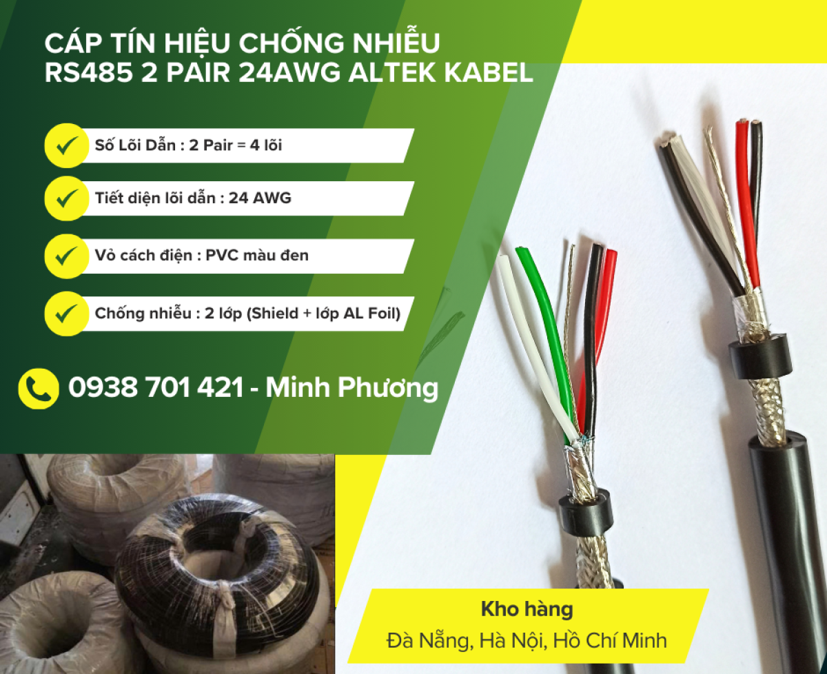 Cáp tín hiệu chống nhiễu rs485 2 pair 24awg Hà Nội, Quảng Trị, Hồ Chí Minh