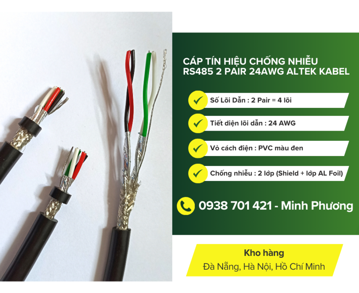 Cáp tín hiệu chống nhiễu rs485 2 pair 24awg Hà Nội, Quảng Trị, Hồ Chí Minh