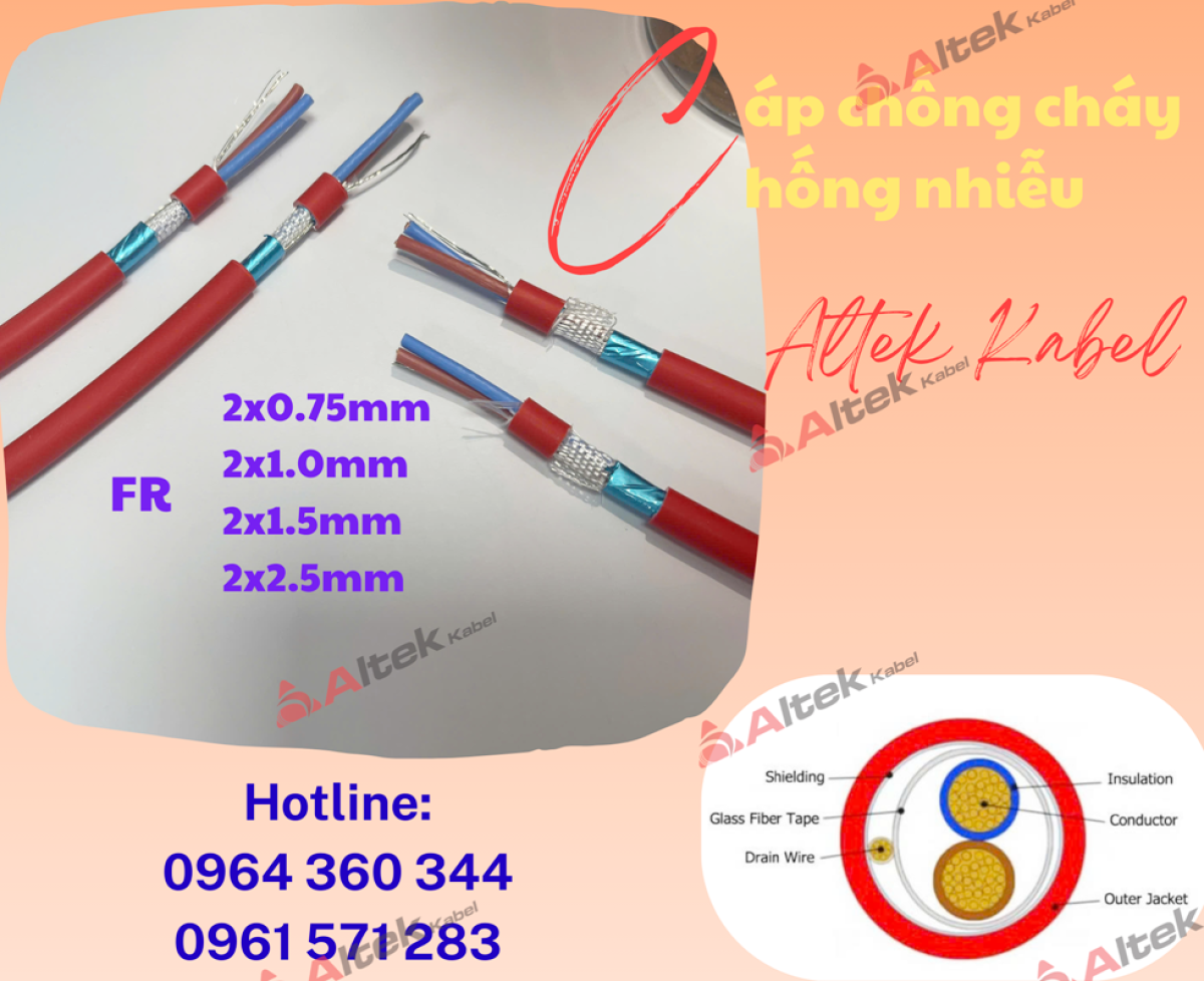 Cáp chống cháy chống nhiễu 2Cx1.5mm2 - Hàng sẵn Hà Nội