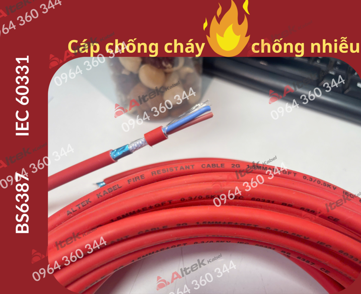 Cáp chống cháy chống nhiễu 2Cx1.5mm2 - Hàng sẵn Hà Nội