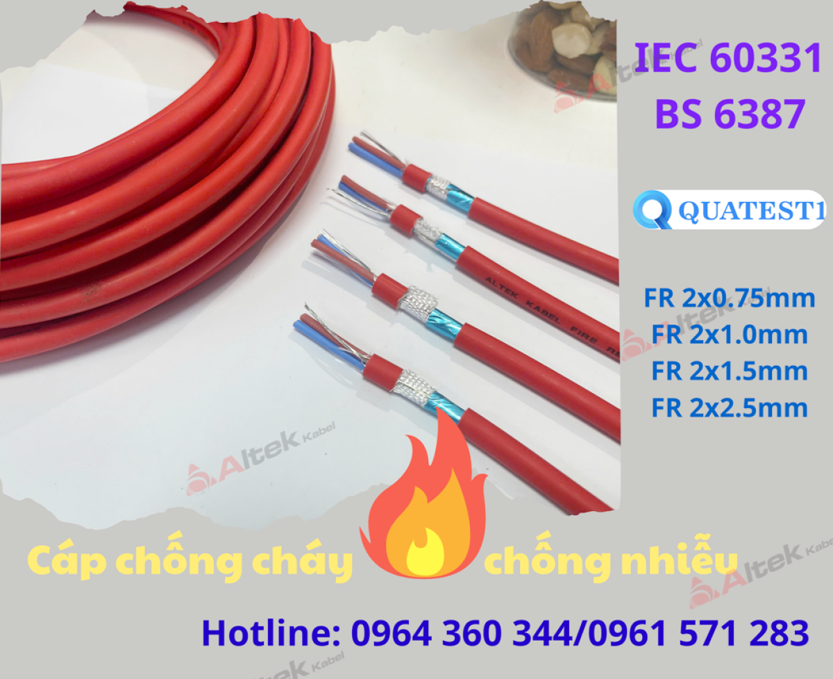 Cáp chống cháy chống nhiễu 2Cx1.5mm2 - Hàng sẵn Hà Nội