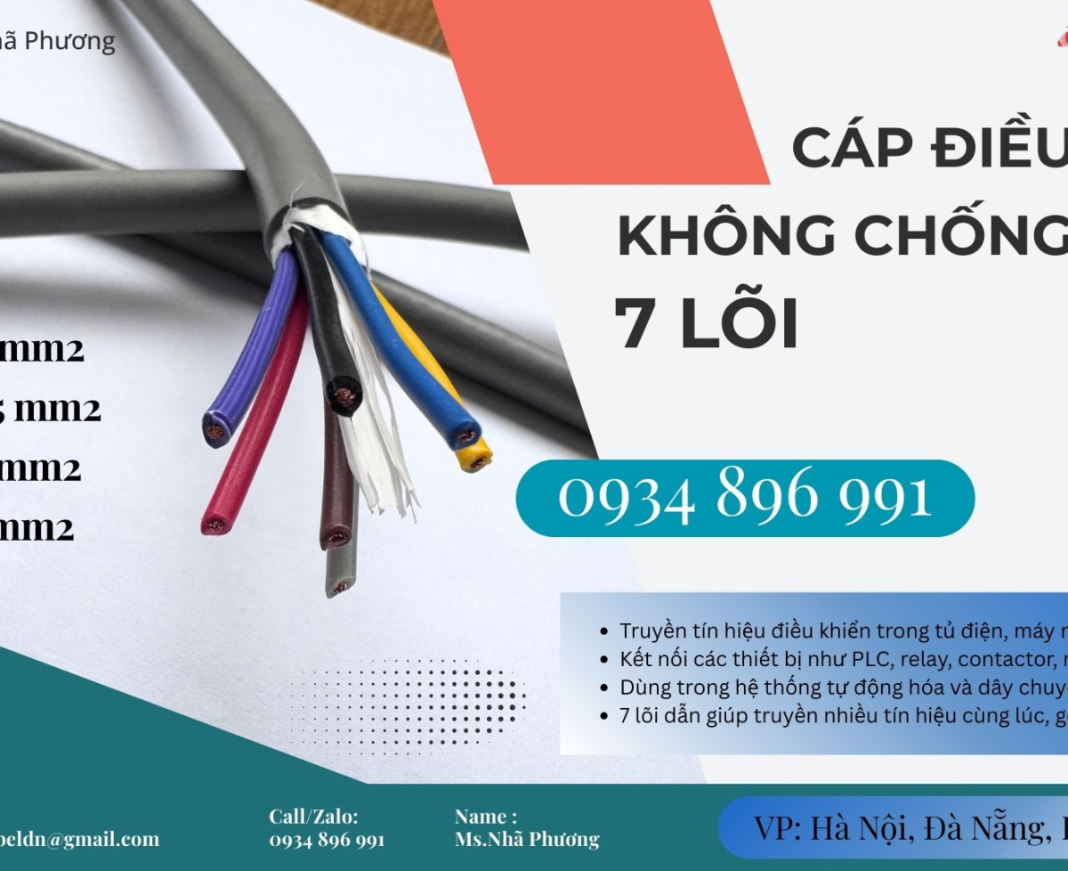 Cáp Điều Khiển 7x1.0mm² Không Chống Nhiễu – Giao Nhanh Đà Nẵng, Quảng Nam, Quảng Ngãi, Phú Yên