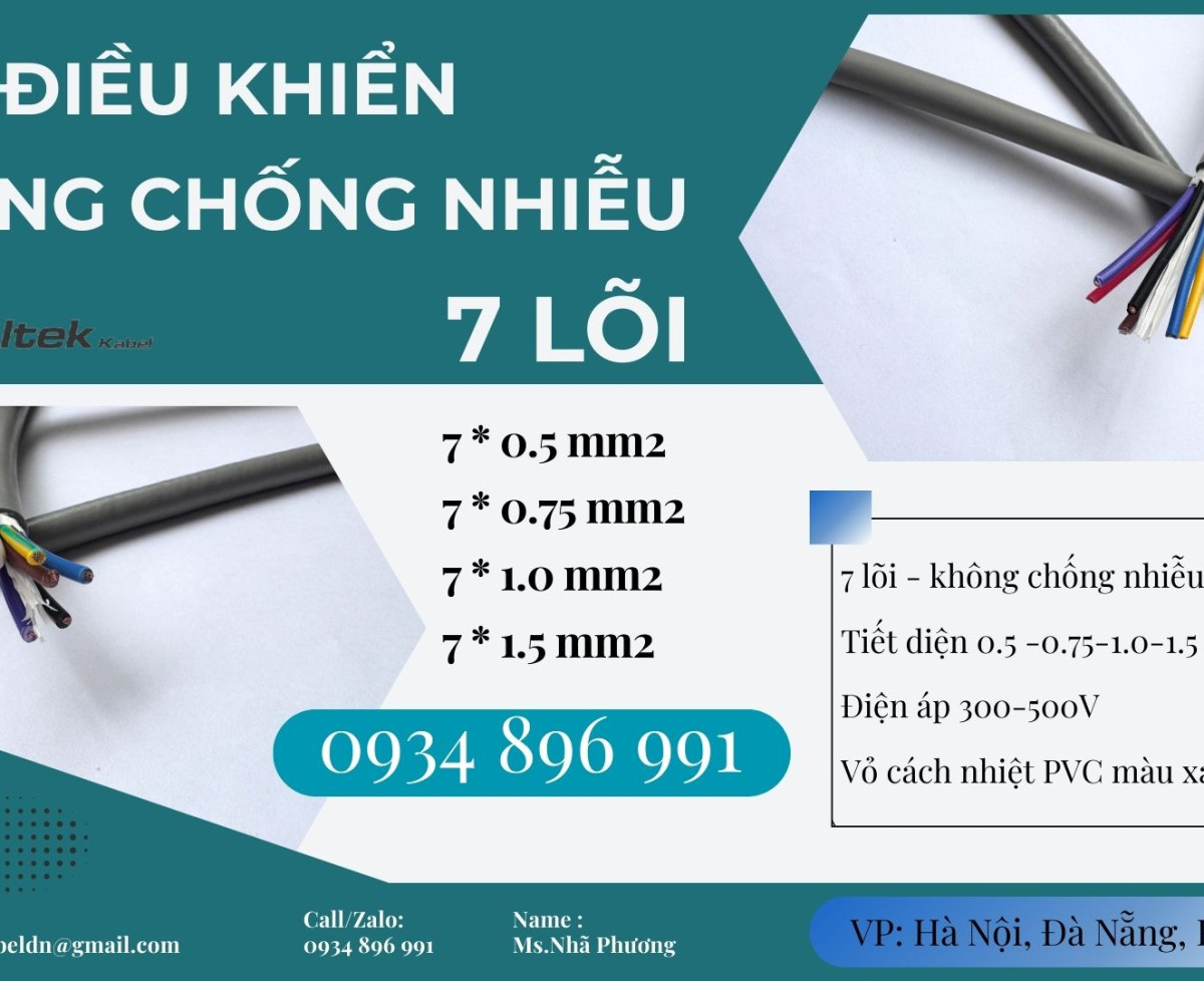Cáp Điều Khiển 7x1.0mm² Không Chống Nhiễu – Giao Nhanh Đà Nẵng, Quảng Nam, Quảng Ngãi, Phú Yên