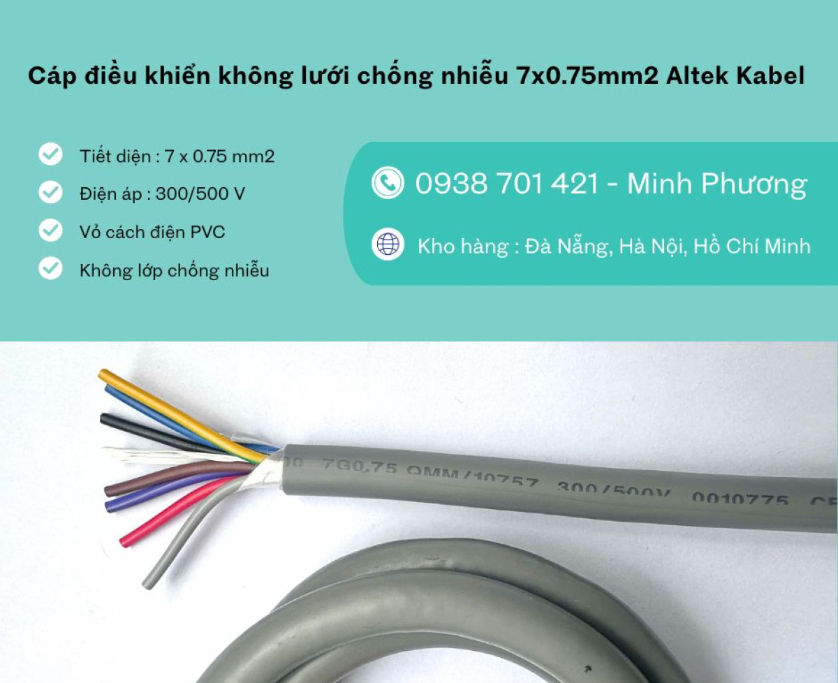 Cáp tín hiệu không lưới Altek Kabel 7x0.75mm2 kho tại Đà Nẵng, Hà Nội, Hồ Chí Minh