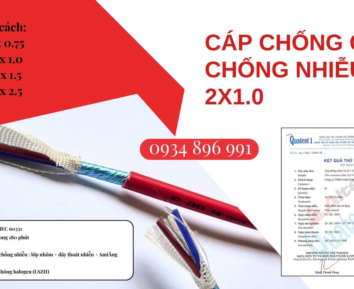 Cáp Chống Cháy Chống Nhiễu 2x0.75mm² – Giao Nhanh Hải Phòng, Quảng Ninh, Thái Bình