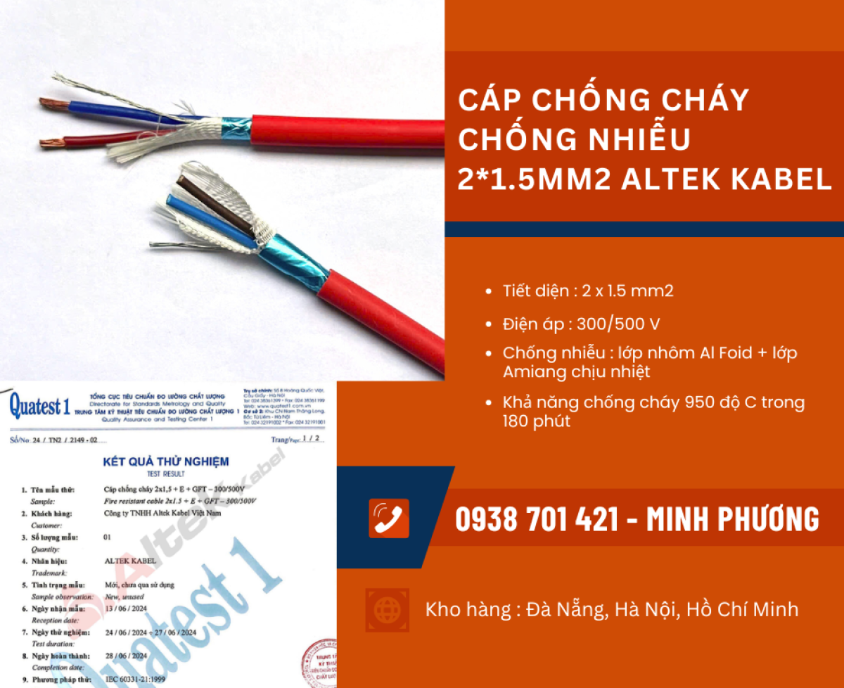 Cáp chống cháy chống nhiễu 2x1.5mm2 Altek Kabel giao ngay Hà Nội, Nam Định
