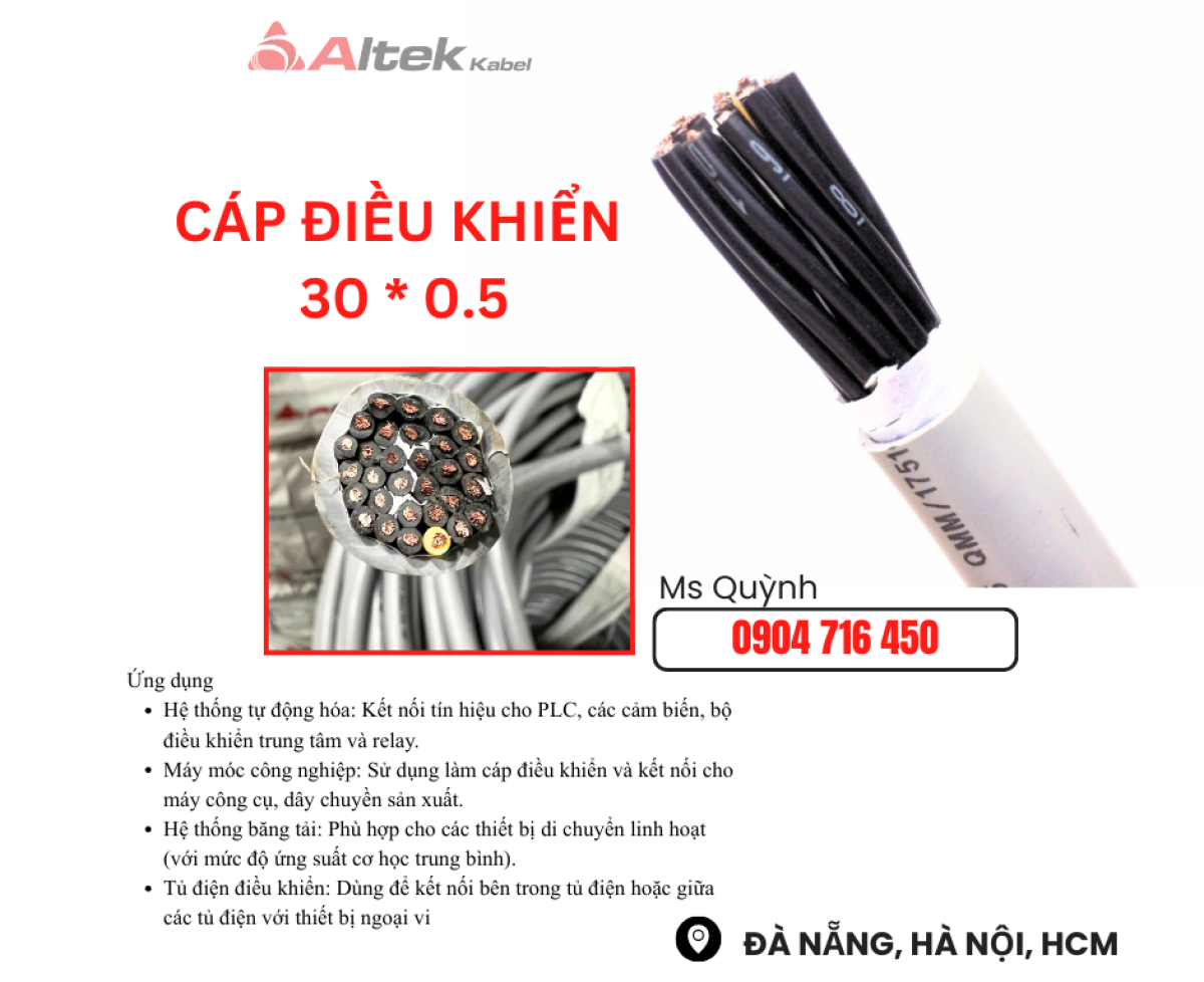 Cáp CVV 30x0.5 Altek Kabel Đà Nẵng, Hà Nội, Sài Gòn