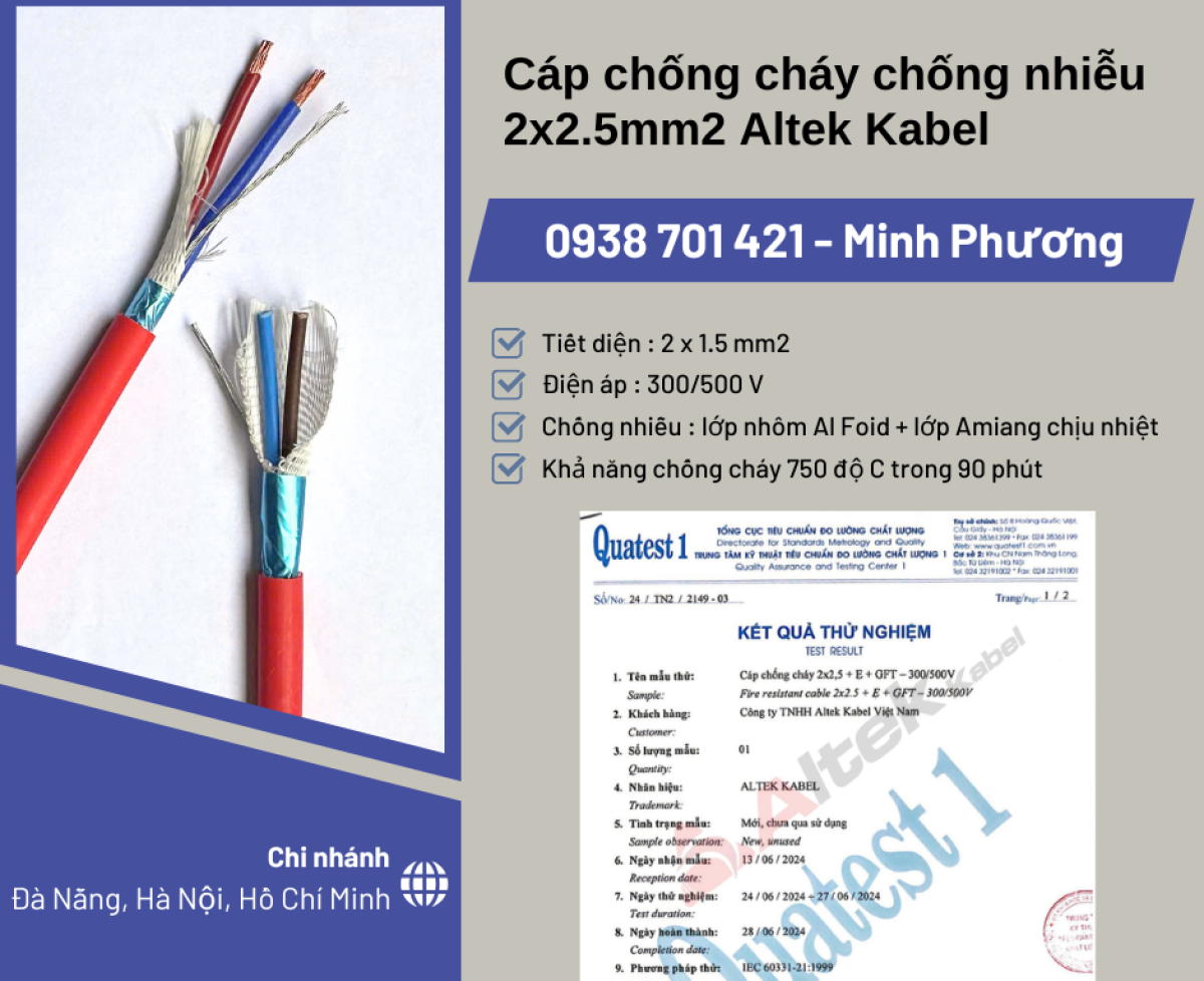 Cáp chống cháy chống nhiễu 2x2.5mm2 Altek Kabel – Giá tốt cho công trình điện