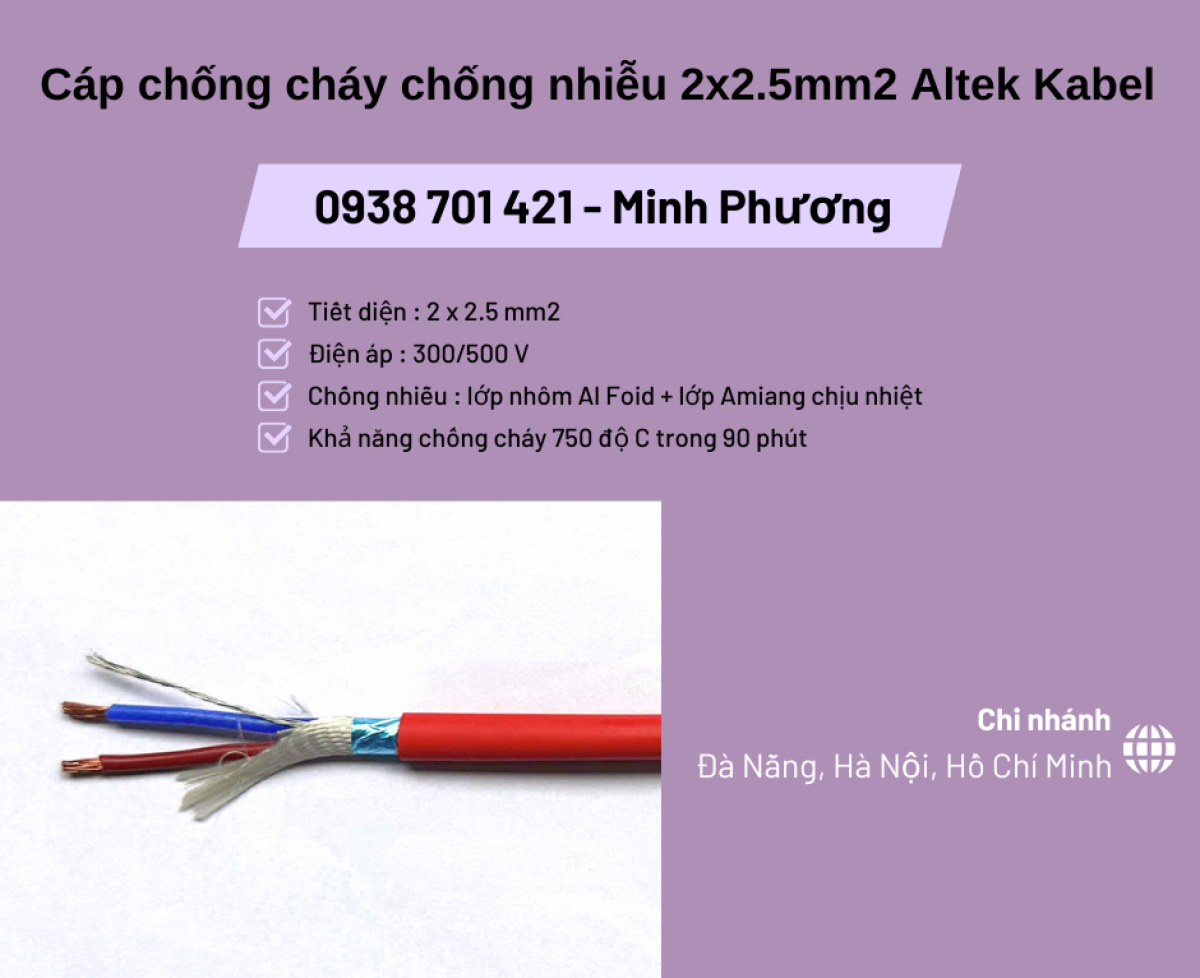 Cáp chống cháy chống nhiễu 2x2.5mm2 Altek Kabel – Giá tốt cho công trình điện