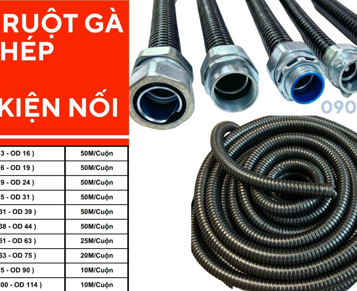 Ống ruột gà lõi thép/ ống kẽm đàn hồi và PG sắt Đà Nẵng, Huế, Quảng Trị