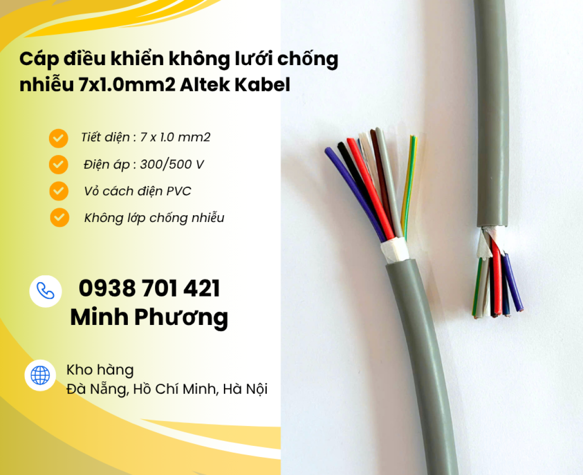 Cáp điều khiển không lưới chống nhiễu CT-500 7x1.0mm2 Bình Dương, Bình Phước