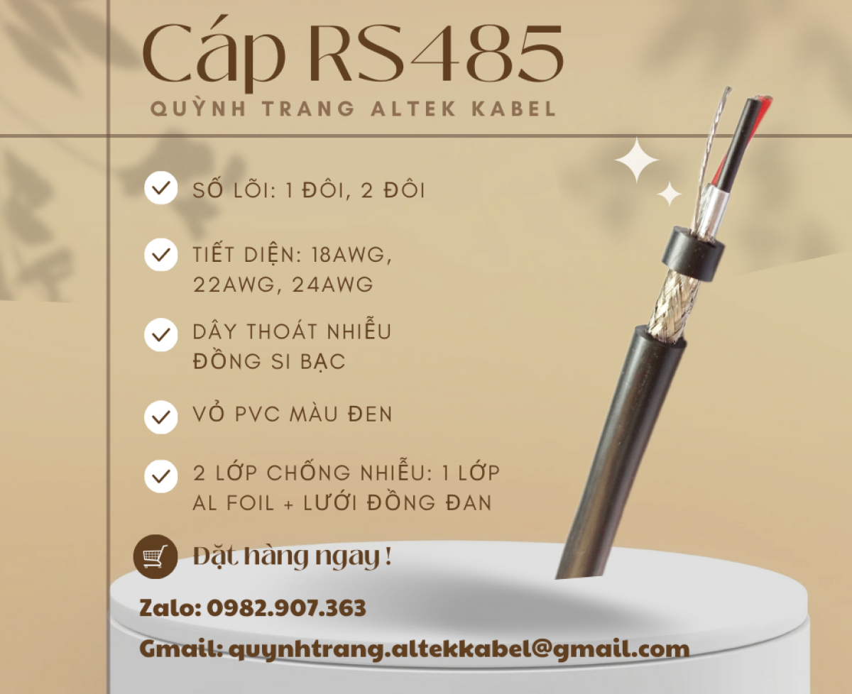 Cáp RS485 Chống Nhiễu Hai Lớp Altek Kabel  1 Pair 2 Pair