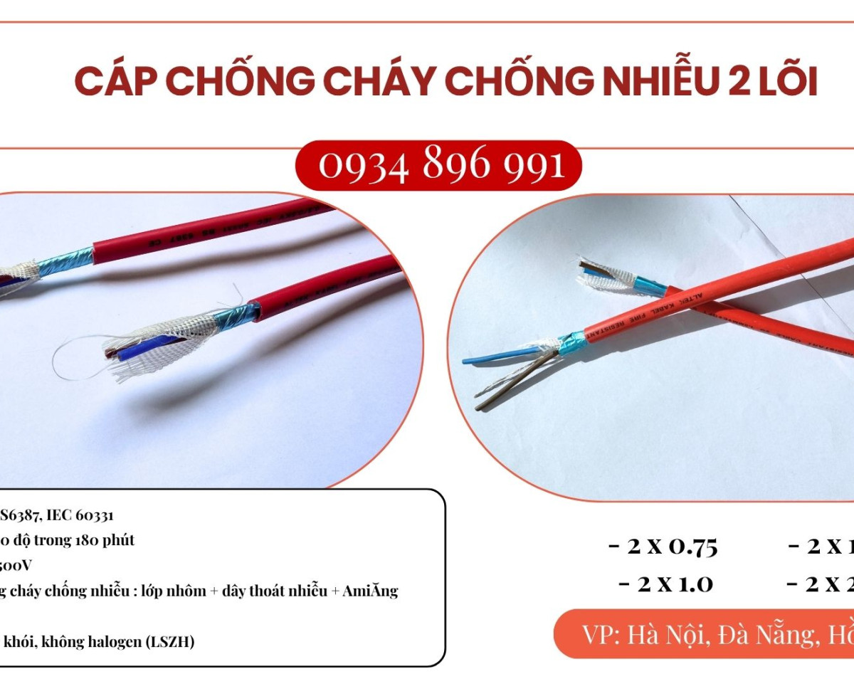 Cáp tín hiệu chống cháy 2x0.75mm² Altek Kabel – Phân phối nhanh Đà Nẵng, Huế, Quảng Trị