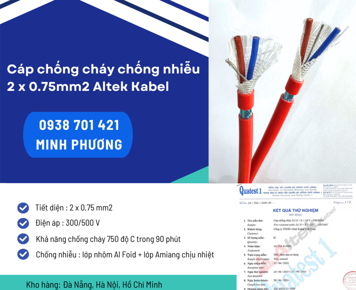 Cáp chống cháy chống nhiễu 2x0.75mm² – Giải pháp an toàn cho hệ thống tín hiệu