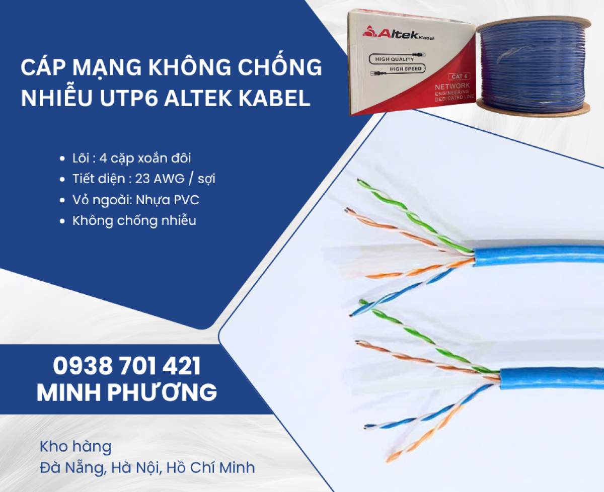 Cáp mạng không chống nhiễu UTP6 Altek Kabel – Gía tốt, hàng sẵn kho, giao toàn quốc