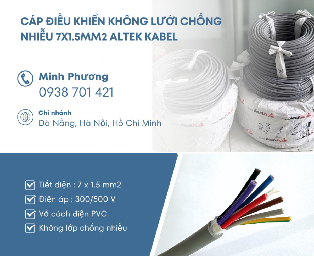 Cáp tín hiệu không chống nhiễu 7x1.5mm2 Altek Kabel phân phối Huế, Nghệ An