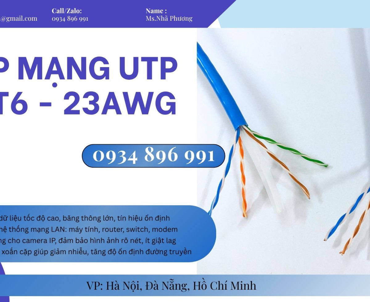 Phân Phối Cáp Mạng Cat6 23AWG Toàn Khu Vực Quảng Bình, Quảng Ngãi, Quảng Nam