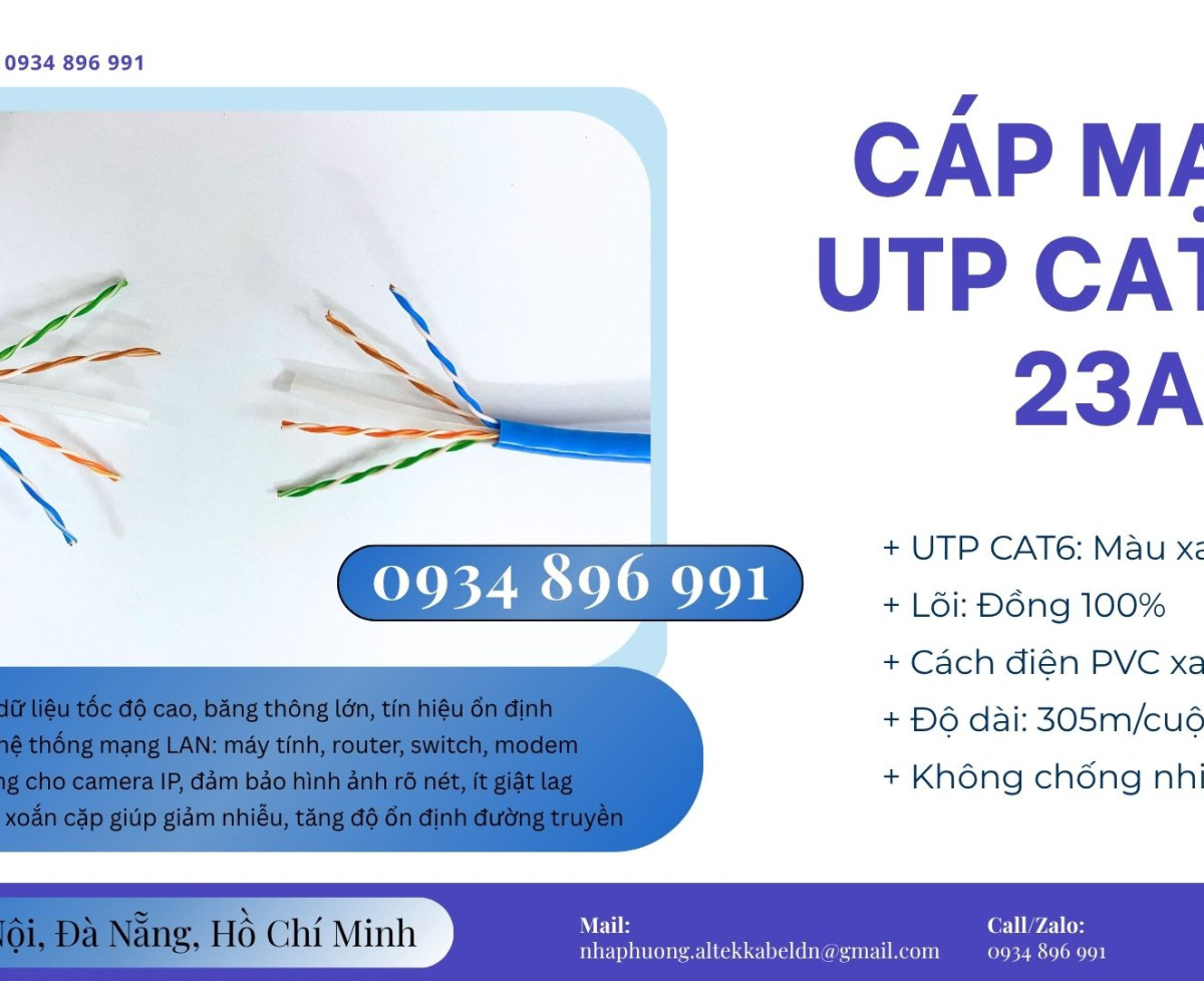 Phân Phối Cáp Mạng Cat6 23AWG Toàn Khu Vực Quảng Bình, Quảng Ngãi, Quảng Nam