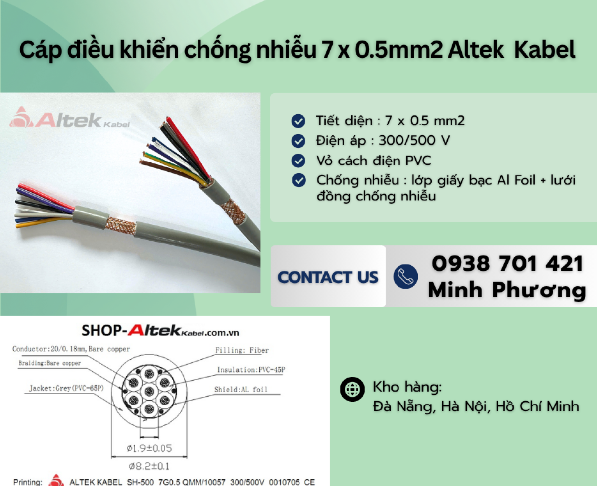 Cáp điều khiển chống nhiễu 7x0.5mm2 – Giải pháp truyền tín hiệu ổn định cho hệ thống công nghiệp