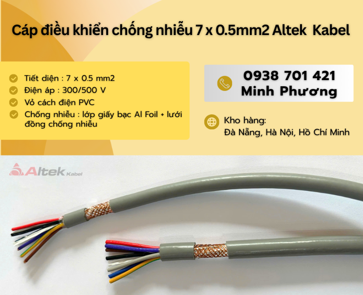 Cáp điều khiển chống nhiễu 7x0.5mm2 – Giải pháp truyền tín hiệu ổn định cho hệ thống công nghiệp