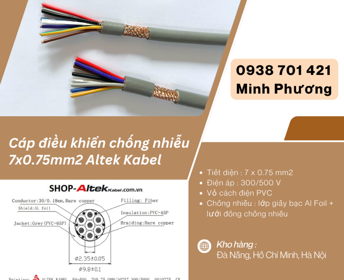 Cáp điều khiển chống nhiễu 7x0.75mm² Altek Kabel - Ứng dụng & báo giá mới nhất