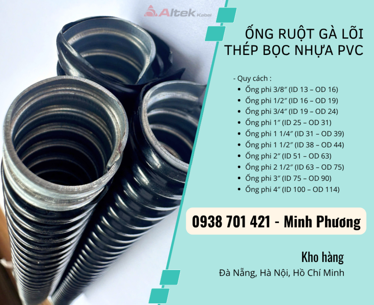 Ống Ruột Gà Lõi Thép Bọc Nhựa PVC Giá Tốt – Bền, Dẻo, Chống Nước Đà Nẵng