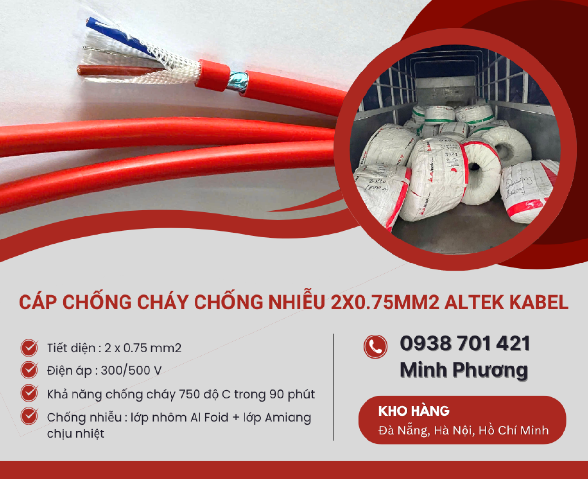 Cáp chống cháy chống nhiễu 2x0.75mm² Altek Kabel - Báo giá, ứng dụng mới nhất 2026