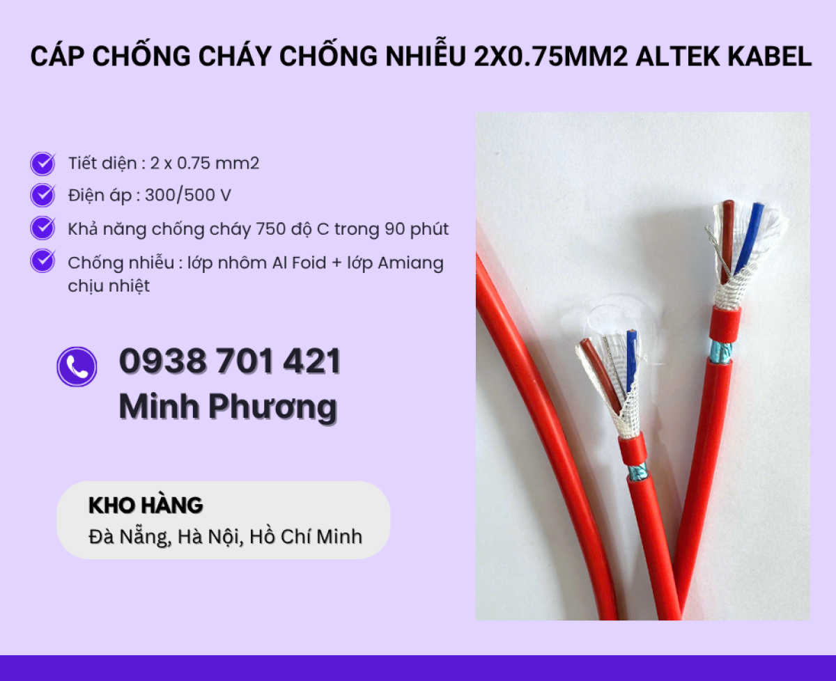 Cáp chống cháy chống nhiễu 2x0.75mm² Altek Kabel - Báo giá, ứng dụng mới nhất 2026