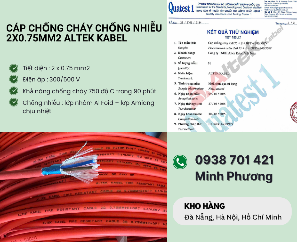 Cáp chống cháy chống nhiễu 2x0.75mm² Altek Kabel - Báo giá, ứng dụng mới nhất 2026