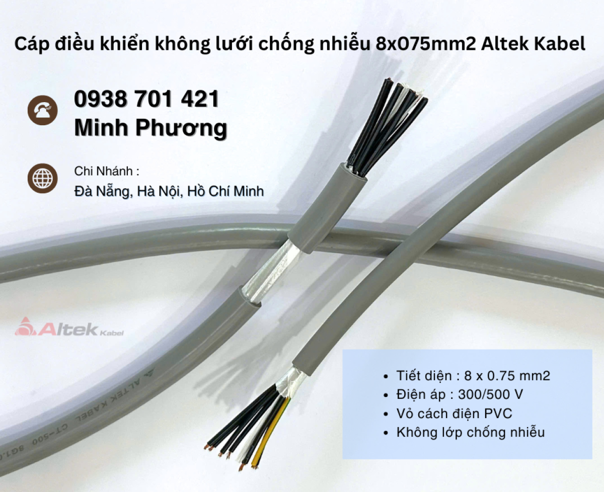 Cáp điều khiển không chống nhiễu 8x0.75mm² – Lựa chọn tối ưu cho hệ thống điều khiển