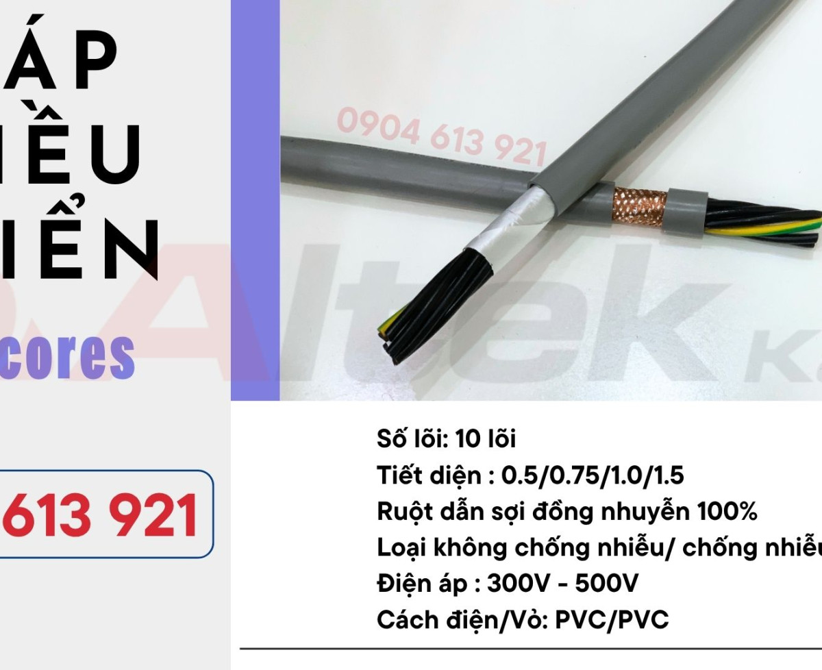 Cáp điều khiển 10x0.5/10x0.75/10x1.0/10x1.5 Altek Kabel - phân phối tại Hà Nội, Đà Nẵng, HCM