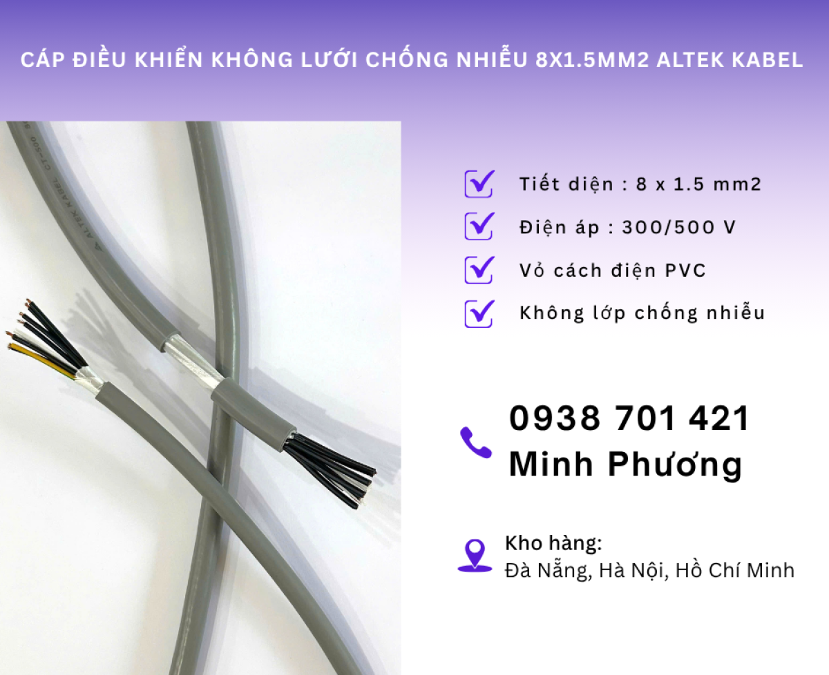 Cáp điều khiển không lưới chống nhiễu 8x1.5mm² Altek Kabel và Ứng dụng thực tế
